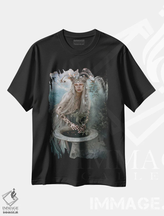 تیشرت مشکی طرح دار فان، هنر فاخر معاصر اثر لیلین لیو | فروشگاه ایماژ