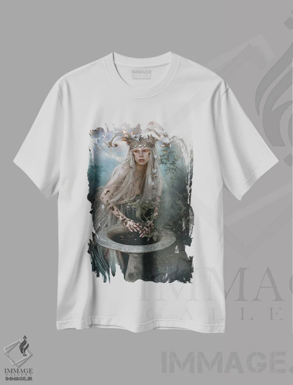 تیشرت سفید طرح دار فان، هنر فاخر معاصر اثر لیلین لیو | immage.ir