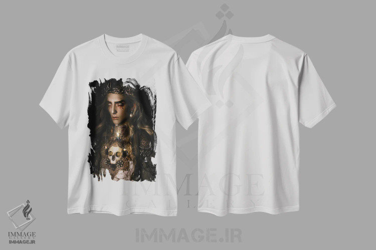 تیشرت سفید طرح دار قدیس II، هنر فاخر معاصر اثر لیلین لیو | فروشگاه ایماژ