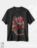 تیشرت مشکی طرح دار گل خونین، هنر فاخر معاصر اثر لیلین لیو | immage.ir