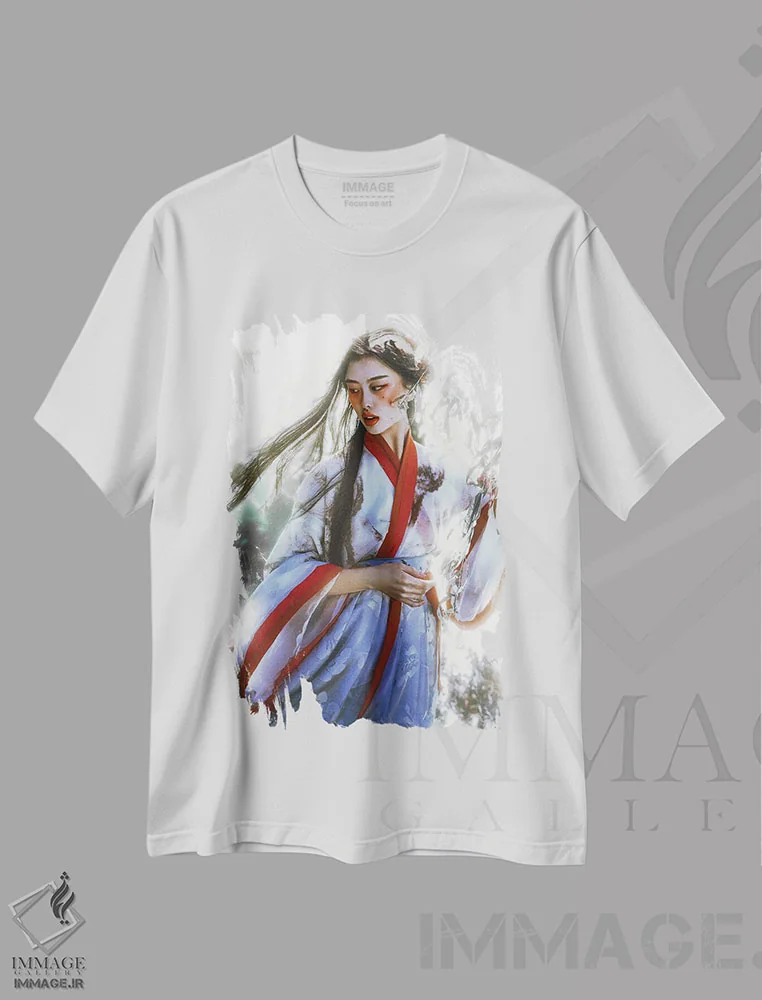 تیشرت سفید طرح دار رویاپرداز II، دکور آسیایی اثر لیلین لیو | فروشگاه ایماژ