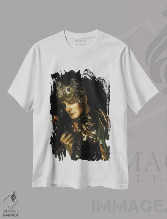 تیشرت سفید طرح دار افسرده، هنر فاخر معاصر اثر لیلین لیو | immage.ir