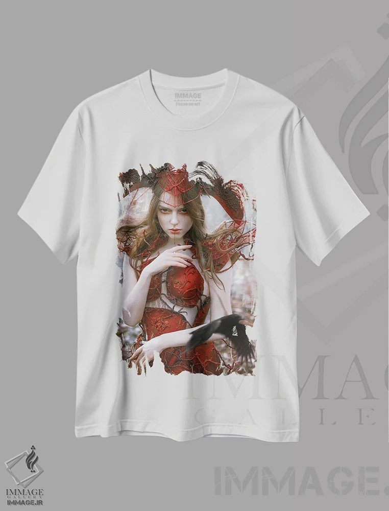 تیشرت سفید طرح دار جادوگر، هنر فاخر معاصر اثر لیلین لیو | immage.ir