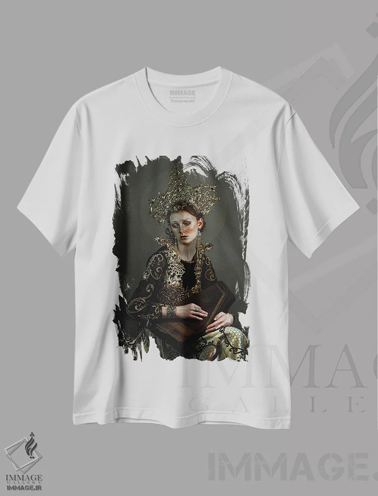 تیشرت سفید طرح دار نغمه سرا، هنر فاخر معاصر اثر لیلین لیو | فروشگاه ایماژ