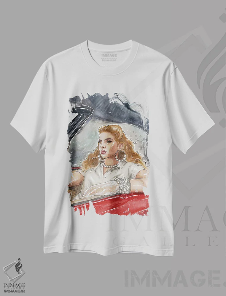 تیشرت سفید طرح دار لانا شیمیایی، مدیوم اثر شان الموور | فروشگاه ایماژ