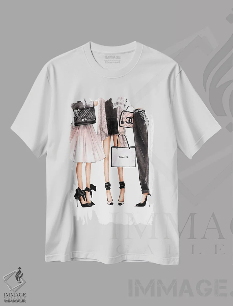 تیشرت سفید طرح دار سه بانو، مدیوم اثر لالانا آرتس | immage.ir