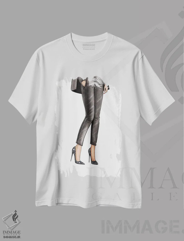 تیشرت سفید طرح دار شلوار جین مشکی، مدیوم اثر لالانا آرتس | فروشگاه ایماژ