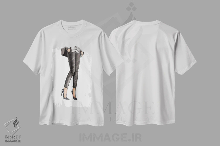 تیشرت سفید طرح دار شلوار جین مشکی، مدیوم اثر لالانا آرتس | فروشگاه ایماژ