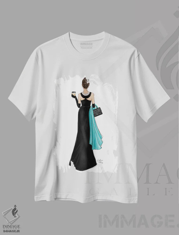 تیشرت سفید طرح دار آدری، تزئینی اثر لالانا آرتس | immage.ir