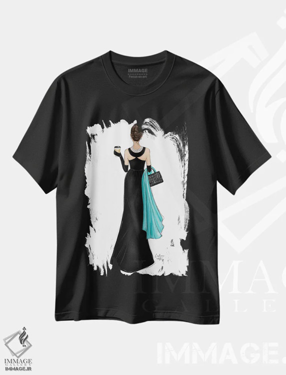 تیشرت مشکی طرح دار آدری، تزئینی اثر لالانا آرتس | فروشگاه ایماژ