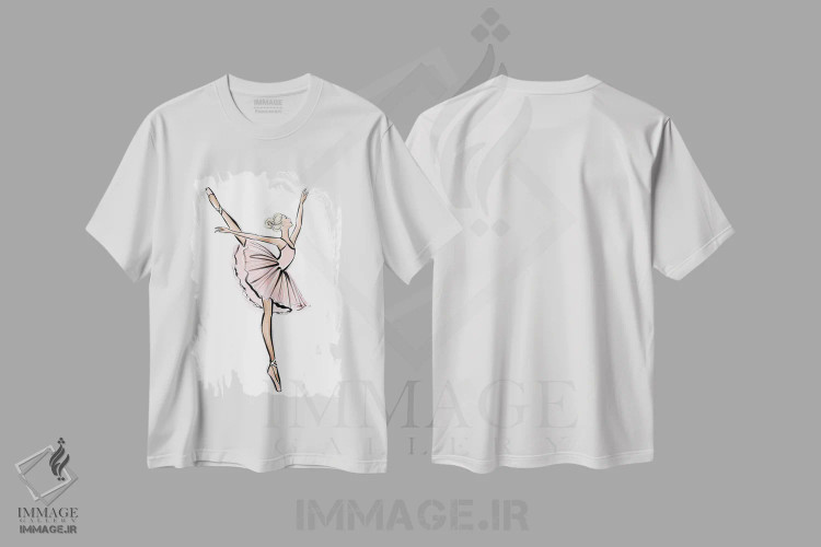 تیشرت سفید طرح دار دختر بلوند بالرینا، مدیوم اثر لالانا آرتس | فروشگاه ایماژ
