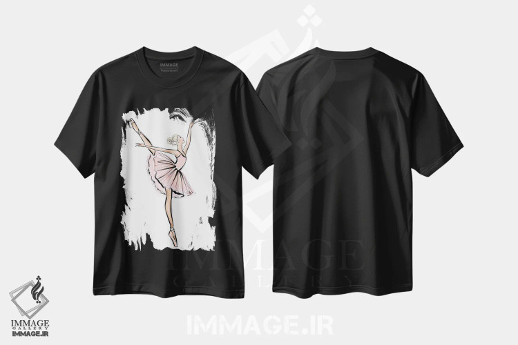 تیشرت مشکی طرح دار دختر بلوند بالرینا، مدیوم اثر لالانا آرتس | immage.ir
