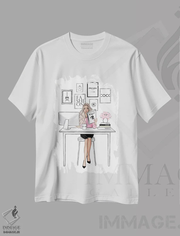 تیشرت سفید طرح دار رئیس دختر؛ بلوند، مدیوم اثر لالانا آرتس | فروشگاه ایماژ