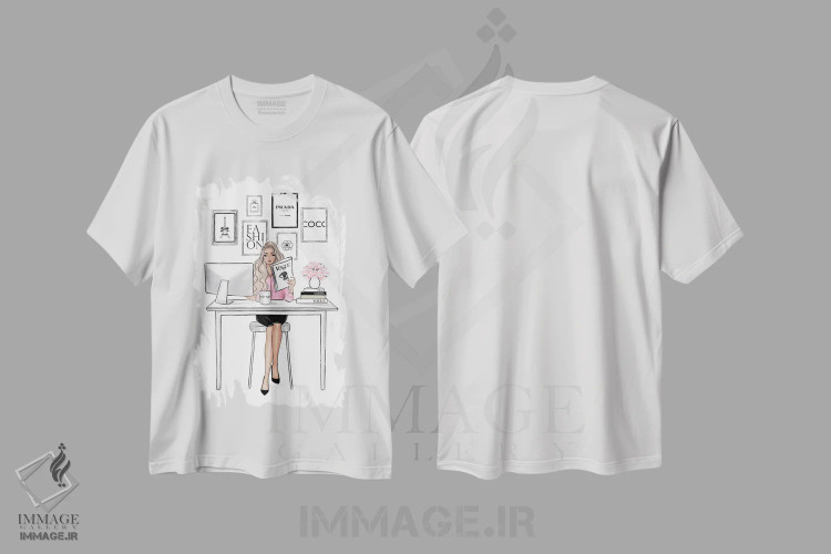 تیشرت سفید طرح دار رئیس دختر؛ بلوند، مدیوم اثر لالانا آرتس | فروشگاه ایماژ