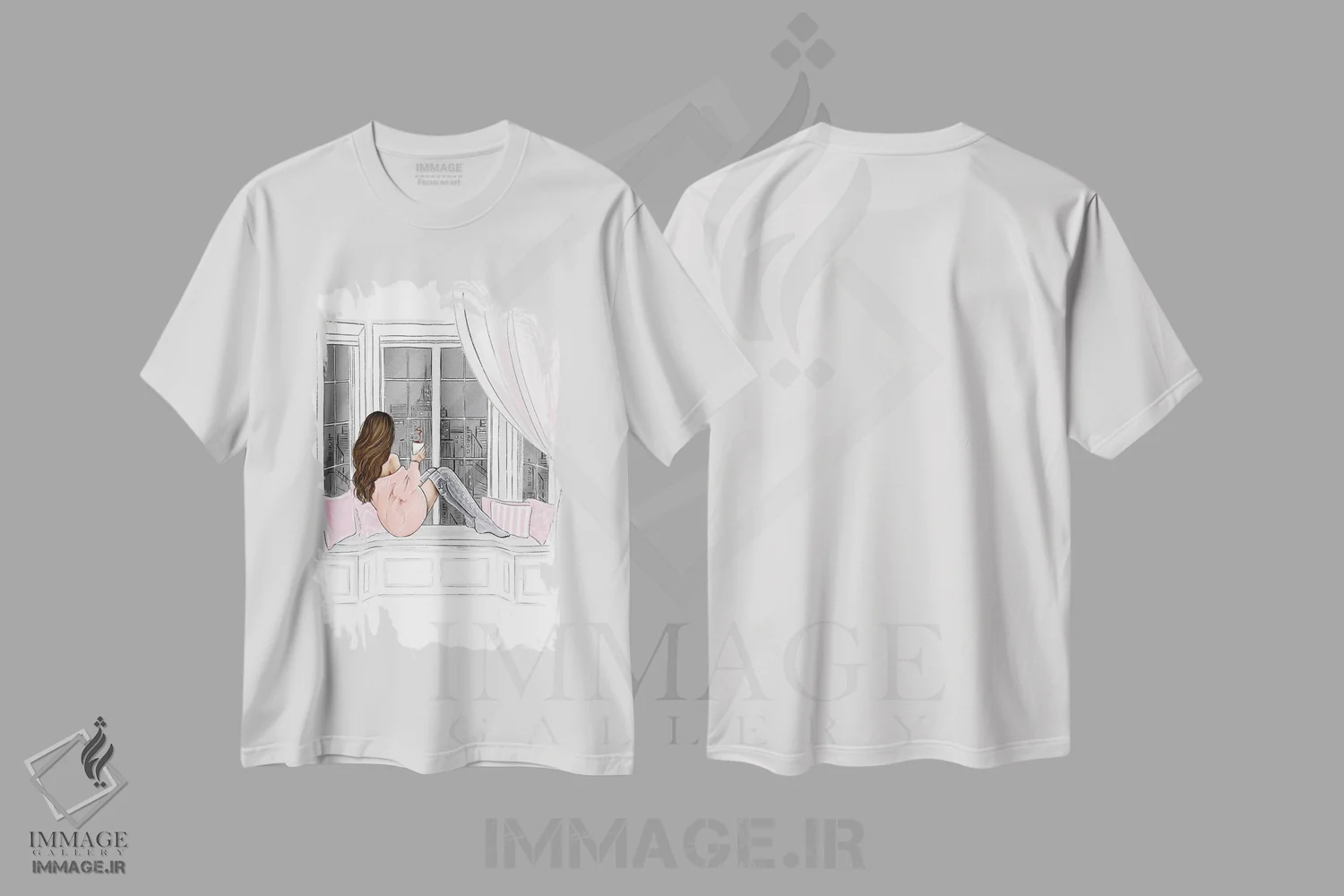 تیشرت سفید طرح دار شب دلنشین؛ دختر مشکی مو، مدیوم اثر لالانا آرتس | immage.ir