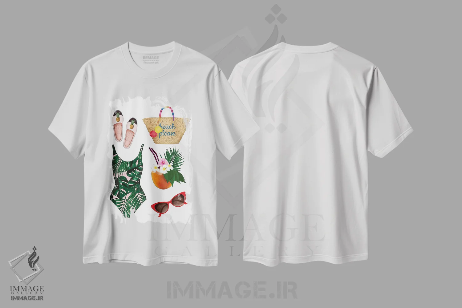 تیشرت سفید طرح دار Please,ساحل، لطفاً، دکور ساحلی اثر لالانا آرتس | فروشگاه ایماژ