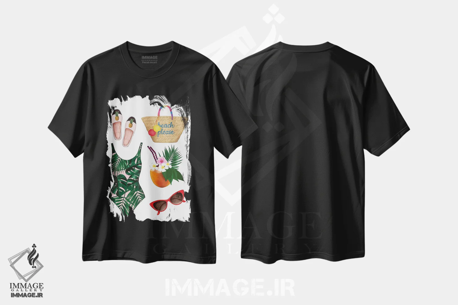 تیشرت مشکی طرح دار Please,ساحل، لطفاً، دکور ساحلی اثر لالانا آرتس | immage.ir