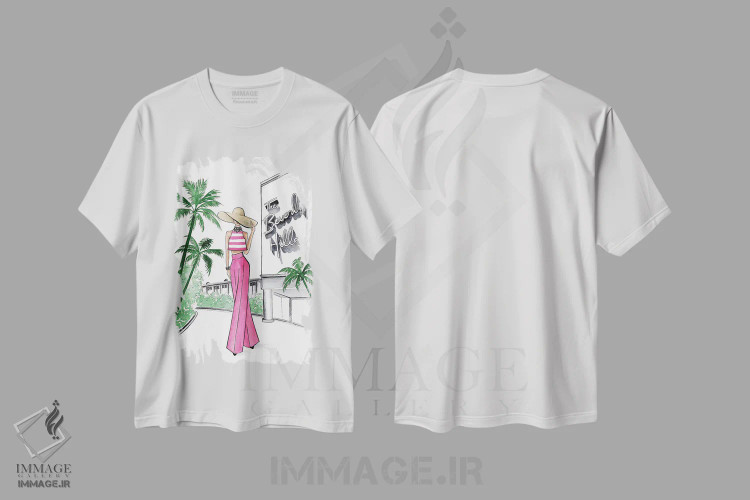 تیشرت سفید طرح دار بورلی هیلز، تزئینی اثر لالانا آرتس | immage.ir
