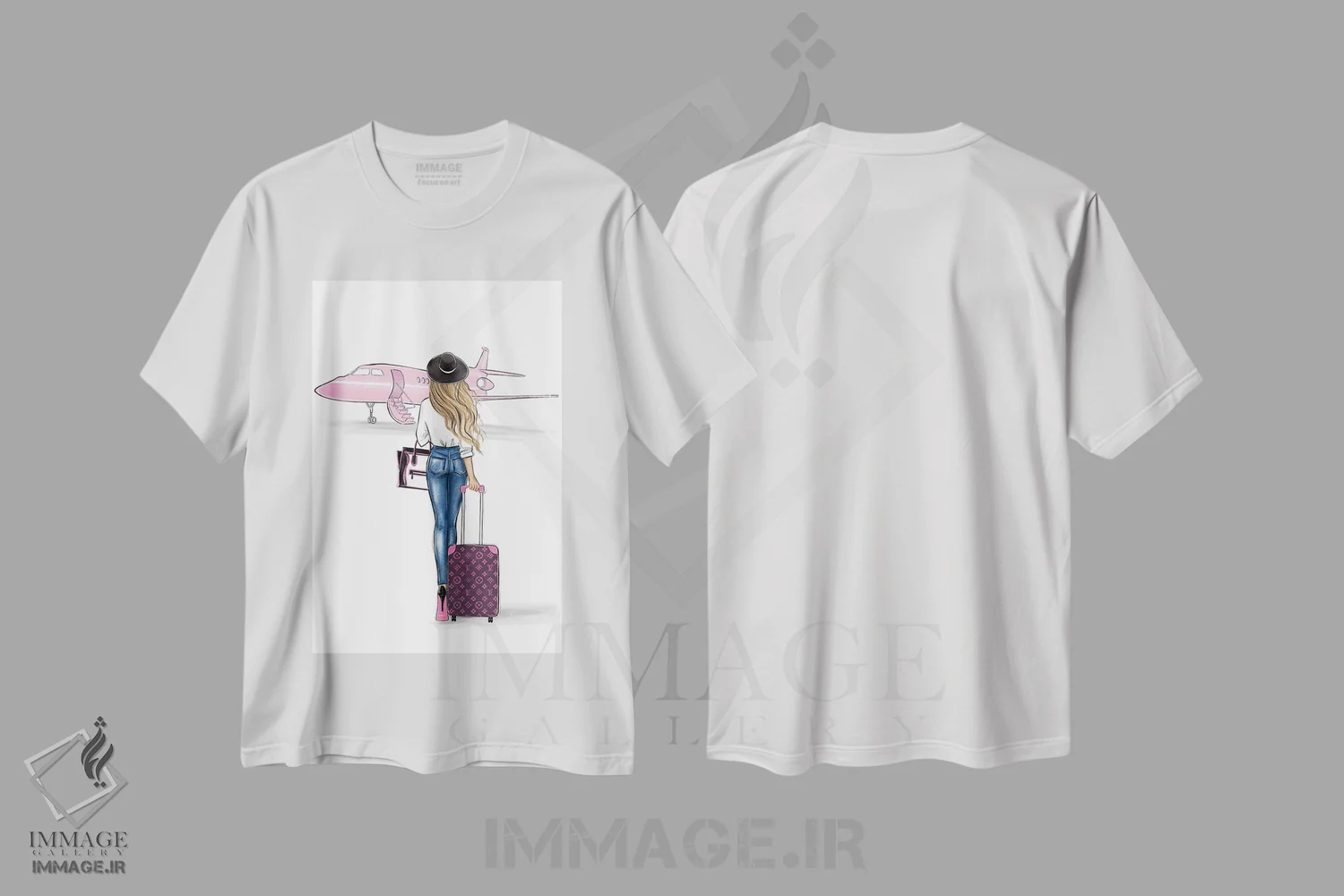 تیشرت سفید طرح دار سفر با ماشین، باربیکور اثر لالانا آرتس | فروشگاه ایماژ