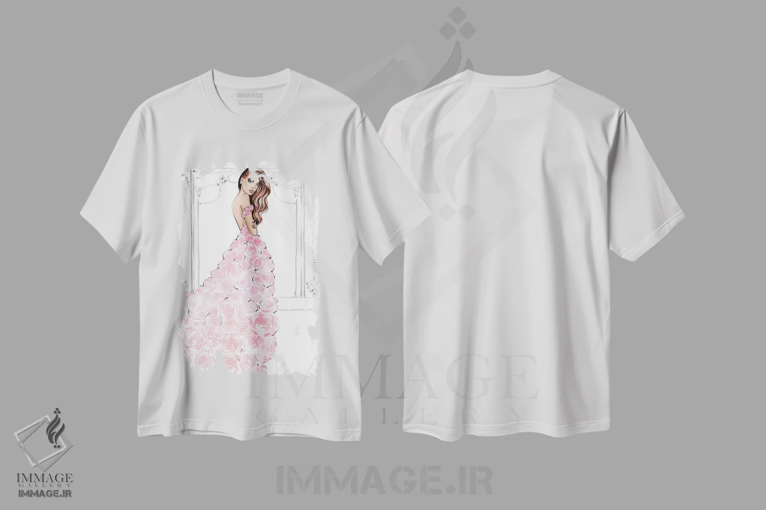 تیشرت سفید طرح دار لباس رز؛ دختر با ظاهر طبیعی، مدیوم اثر لالانا آرتس | immage.ir