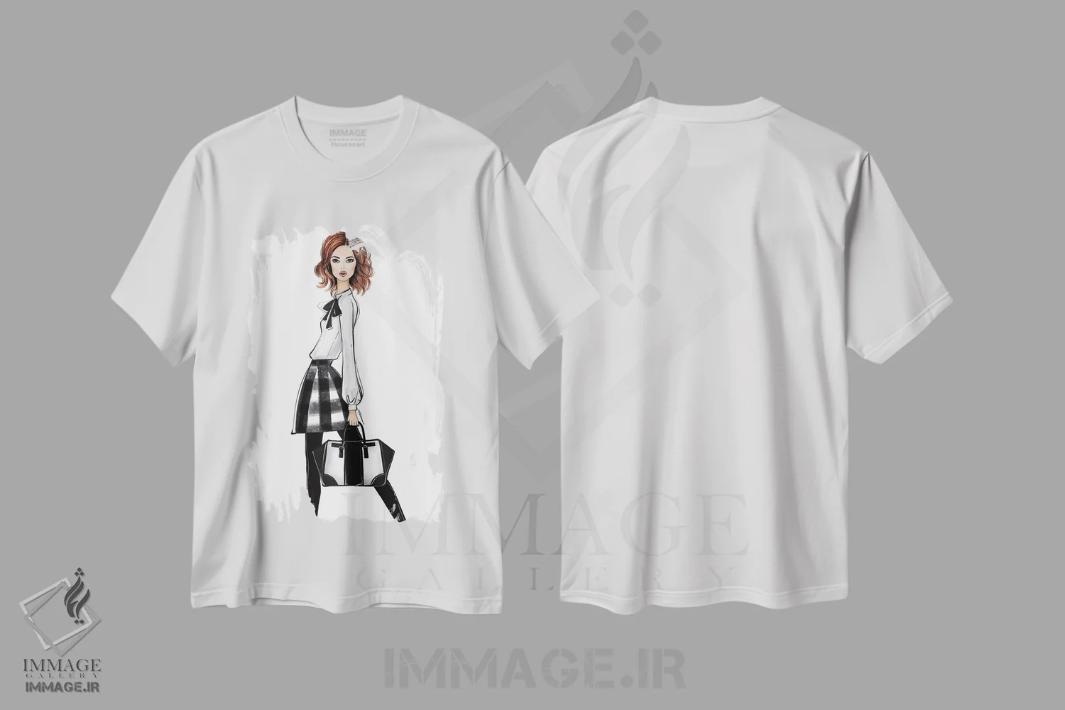 تیشرت سفید طرح دار لباس سیاه و سفید، مدیوم اثر لالانا آرتس | فروشگاه ایماژ