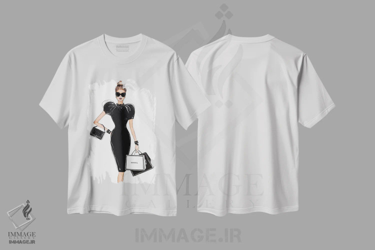 تیشرت سفید طرح دار خرید کردن با استایل، تزئینی اثر لالانا آرتس | immage.ir