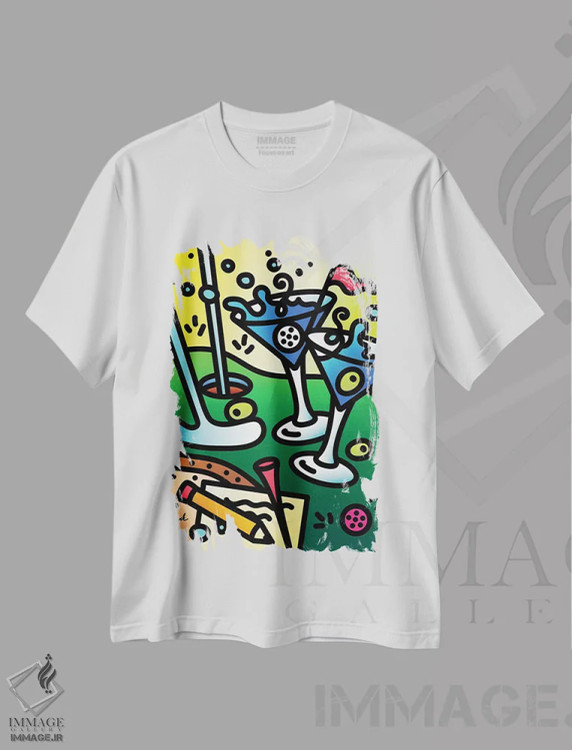 تیشرت سفید طرح دار سوراخ نوزدهم، هنر دیجیتال اثر لیزا لوپاک | immage.ir