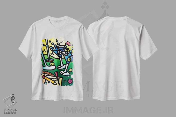 تیشرت سفید طرح دار سوراخ نوزدهم، هنر دیجیتال اثر لیزا لوپاک | immage.ir