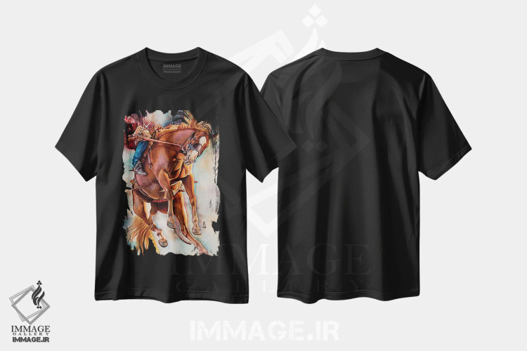 تیشرت مشکی طرح دار حرکت امواج، مدیوم اثر لیزا لوپاک | immage.ir