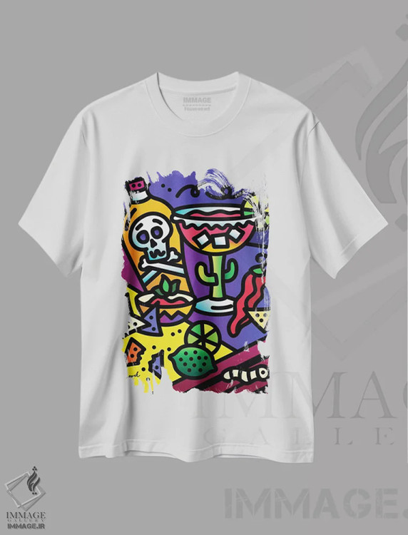 تیشرت سفید طرح دار شب مارگاریتا، هنر دیجیتال اثر لیزا لوپاک | immage.ir