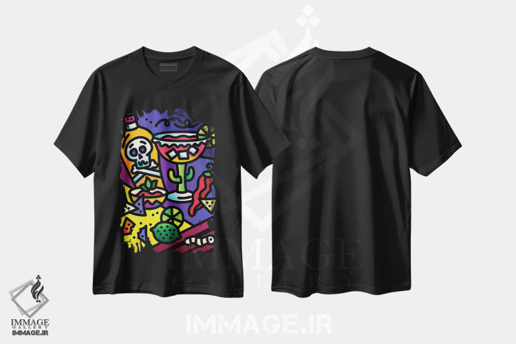 تیشرت مشکی طرح دار شب مارگاریتا، هنر دیجیتال اثر لیزا لوپاک | فروشگاه ایماژ