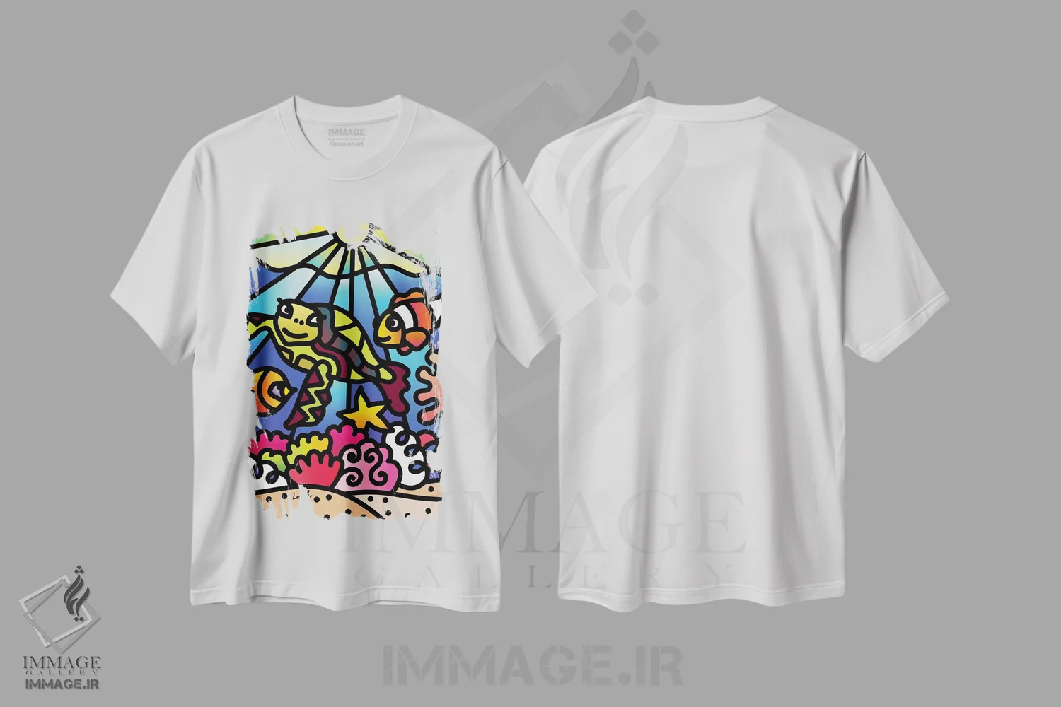 تیشرت سفید طرح دار دریا قسمت اول، هنر دیجیتال اثر لیزا لوپاک | immage.ir