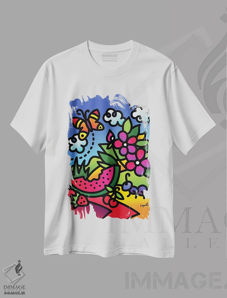 تیشرت سفید طرح دار تابستان قسمت اول، هنر دیجیتال اثر لیزا لوپاک | immage.ir