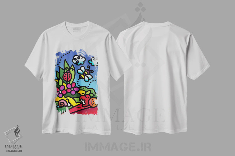تیشرت سفید طرح دار تابستان قسمت دوم، هنر دیجیتال اثر لیزا لوپاک | فروشگاه ایماژ