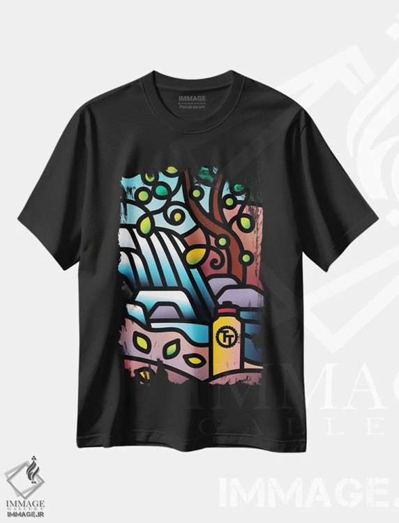 تیشرت مشکی طرح دار وقفه آبی قسمت دوم، هنر دیجیتال اثر لیزا لوپاک | فروشگاه ایماژ