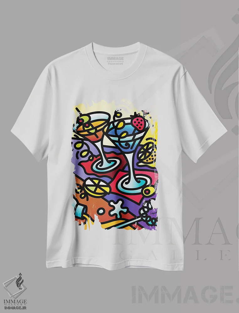 تیشرت سفید طرح دار دوبینی، هنر دیجیتال اثر لیزا لوپاک | فروشگاه ایماژ