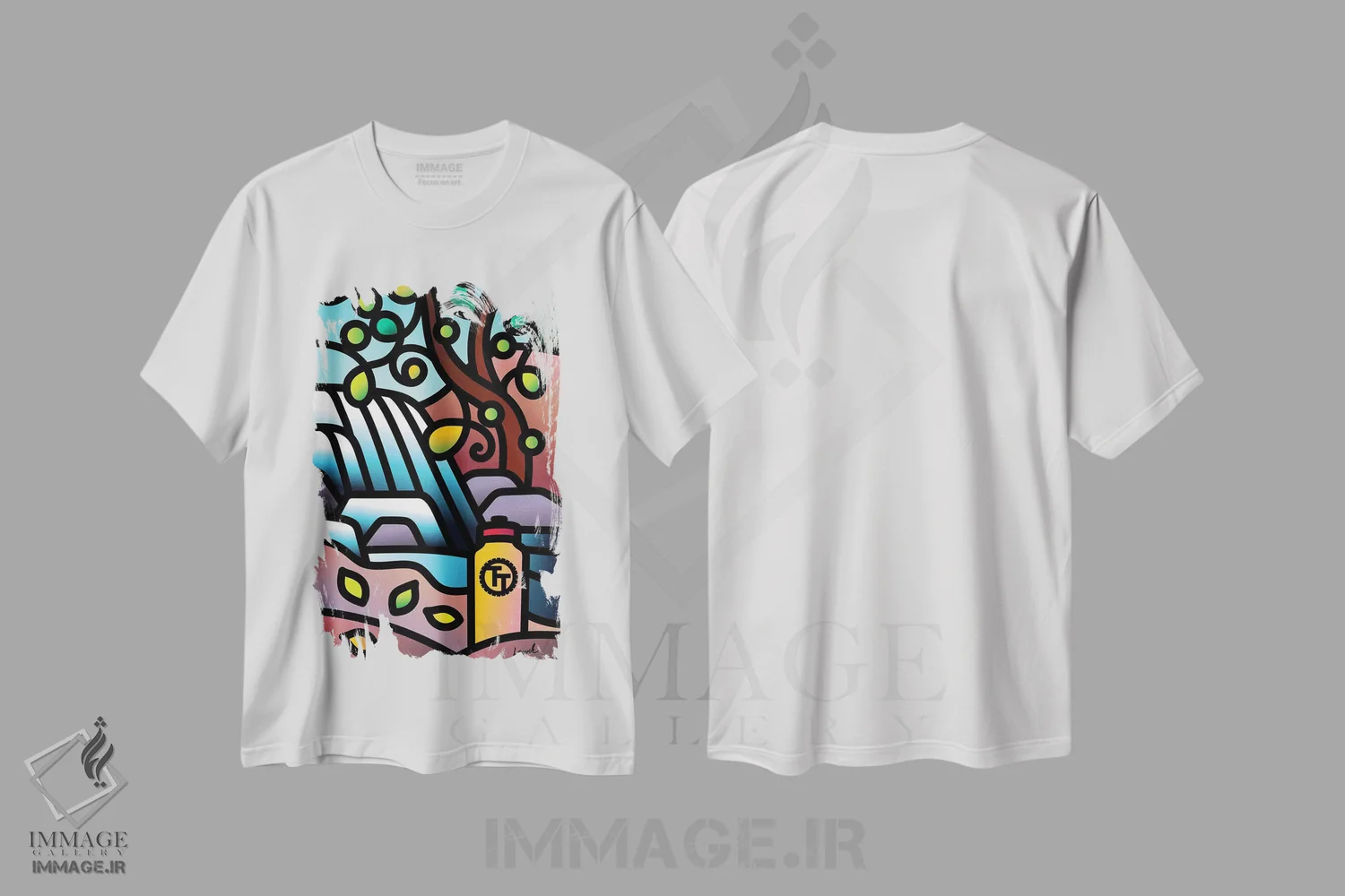 تیشرت سفید طرح دار وقفه آبی قسمت دوم، هنر دیجیتال اثر لیزا لوپاک | immage.ir
