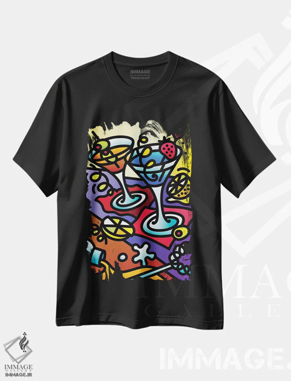 تیشرت مشکی طرح دار دوبینی، هنر دیجیتال اثر لیزا لوپاک | immage.ir