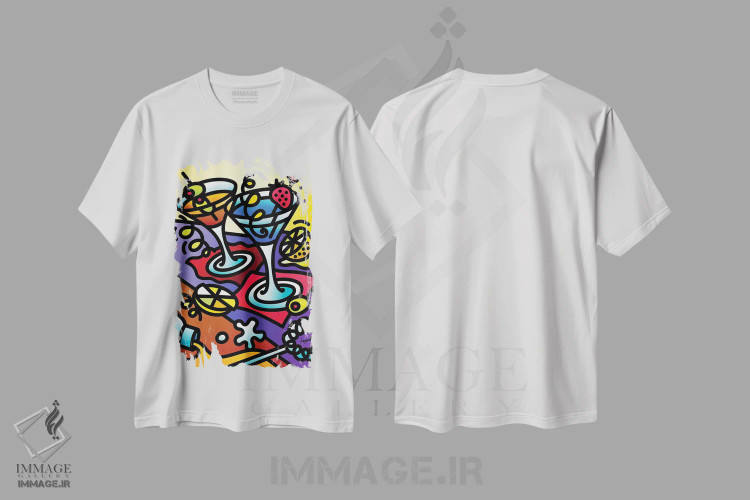 تیشرت سفید طرح دار دوبینی، هنر دیجیتال اثر لیزا لوپاک | فروشگاه ایماژ