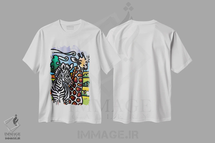 تیشرت سفید طرح دار باغ وحش قسمت اول، هنر دیجیتال اثر لیزا لوپاک | immage.ir