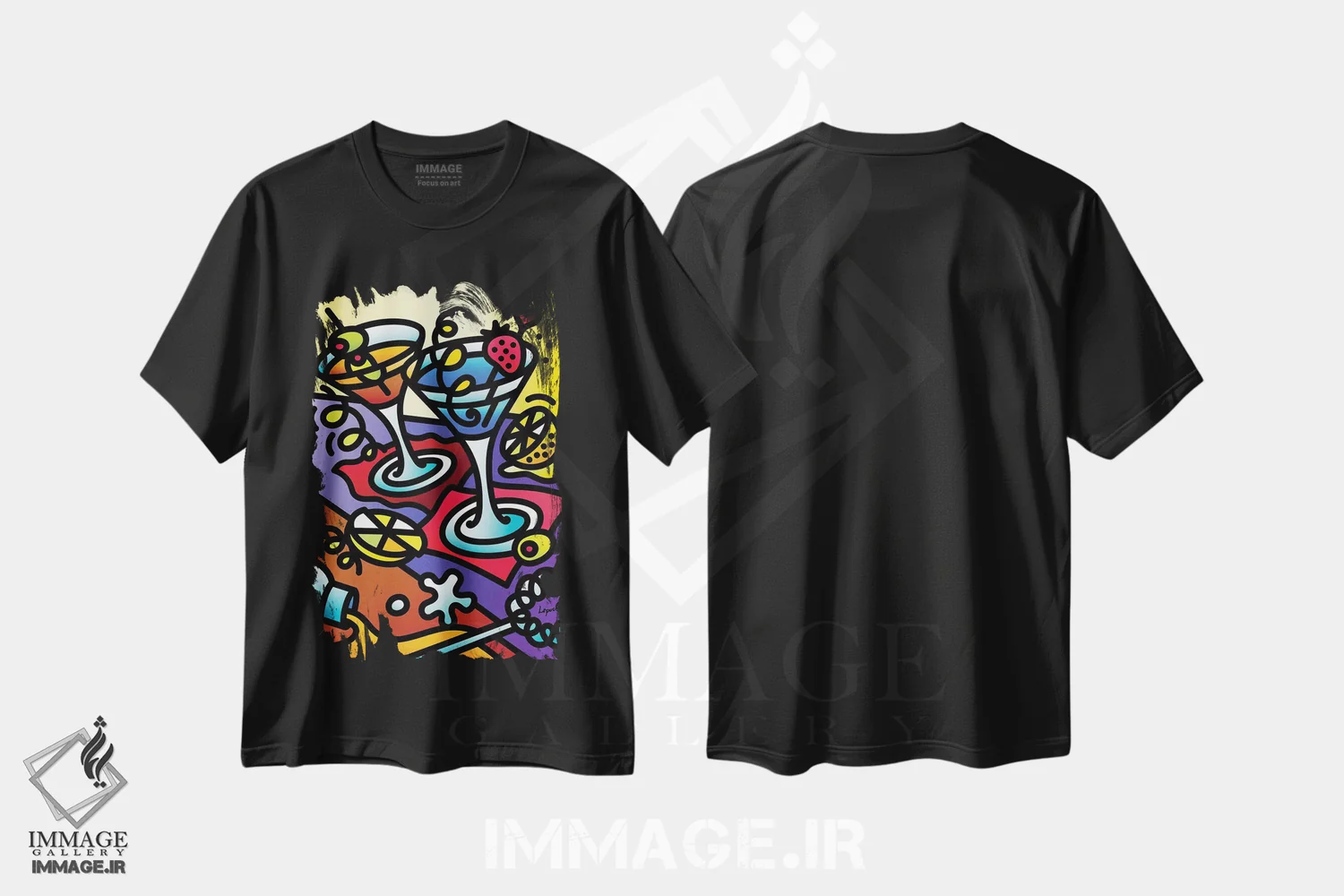 تیشرت مشکی طرح دار دوبینی، هنر دیجیتال اثر لیزا لوپاک | immage.ir