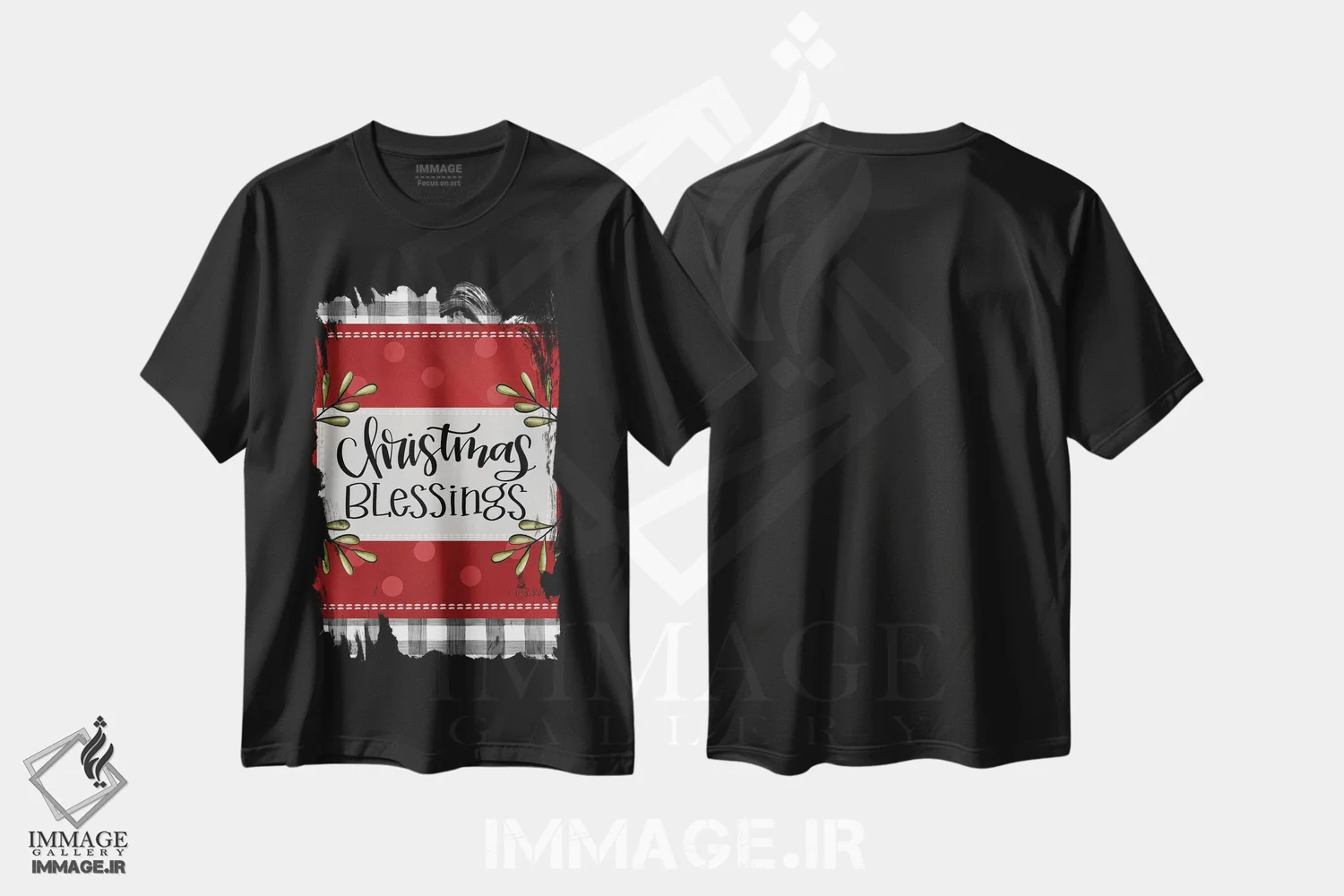 تیشرت مشکی طرح دار برکت های کریسمس، تابلو و عبار ت های کریسمسی اثر لیزا لارسون | immage.ir