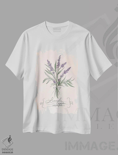 تیشرت سفید طرح دار اسطوخودوس، دست نقاشی و طراحی دستی اثر لیلی و ول | فروشگاه ایماژ