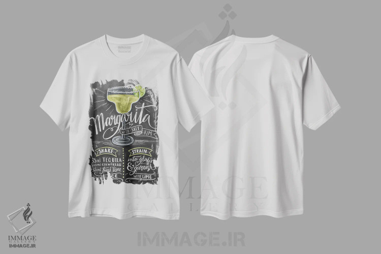 تیشرت سفید طرح دار دستور تهیه مارگاریتا، دست نقاشی و طراحی دستی اثر لیلی و ول | فروشگاه ایماژ