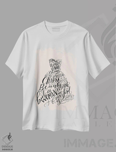 تیشرت سفید طرح دار لباس زن نمونه کتاب امثال قسمت دوم، دست نقاشی و طراحی دستی اثر لیلی و ول | فروشگاه ایماژ