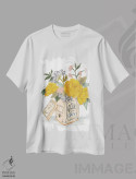 تیشرت سفید طرح دار زنبور پر از شادی، دست نقاشی و طراحی دستی اثر لیلی و ول | immage.ir