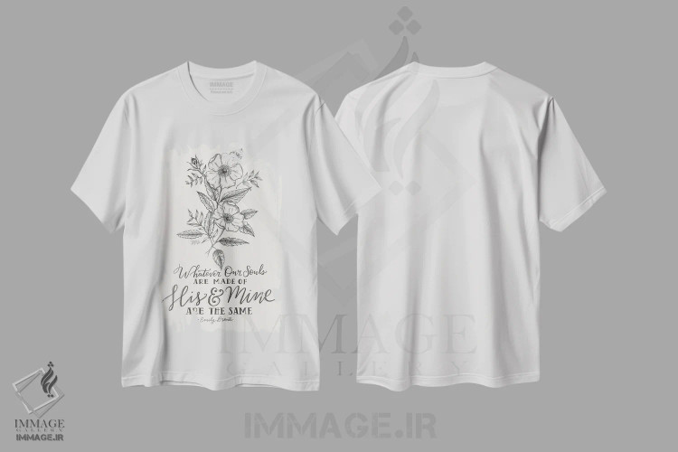تیشرت سفید طرح دار نقل قول عروسی، تایپوگرافی اثر لیلی و ول | فروشگاه ایماژ