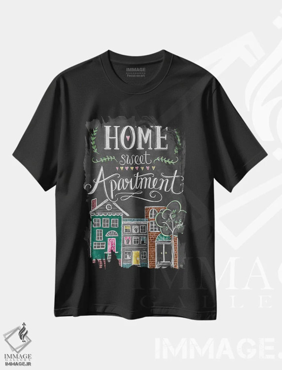 تیشرت مشکی طرح دار آپارتمان دوست داشتنی من، تایپوگرافی اثر لیلی و ول | immage.ir
