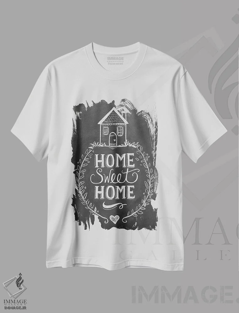 تیشرت سفید طرح دار خانه، ای خانه شیرین، دکور روستایی اثر لیلی و ول | immage.ir