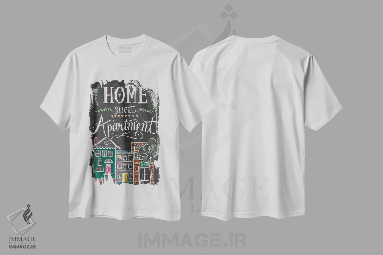 تیشرت سفید طرح دار آپارتمان دوست داشتنی من، تایپوگرافی اثر لیلی و ول | فروشگاه ایماژ
